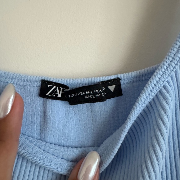 Light Blue Ribbed Zara Tank - Picture 3 of 3